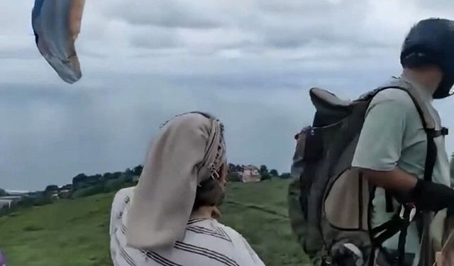 Karadenizli kadınların yamaç paraşütü heyecanı