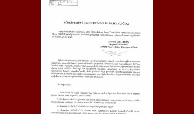 MHP'li Ersoy, Koçcağız'daki okul için Meclis'e soru önergesi verdi