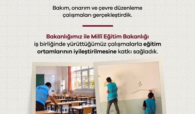 Denetimli Serbestlik Yükümlüleri, 2.779 Okulda Bakım Çalışmalarını Tamamladı