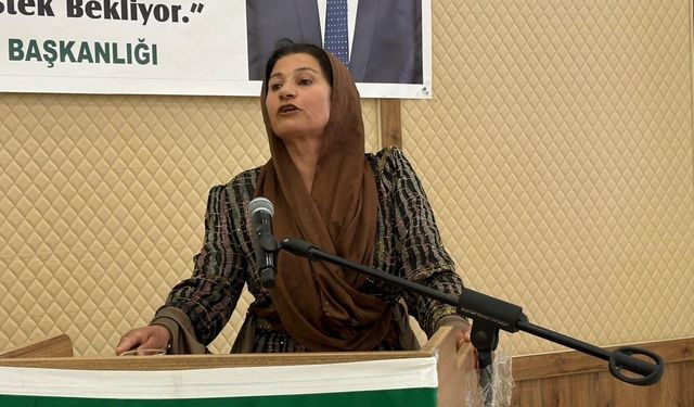 Fistan giyen kadın çiftçi, Yüksekova'da kadınların sorunlarını dile getirdi