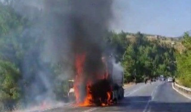 Kahramanmaraş'ta Seyir Halindeki Kamyon Alev Alev Yandı