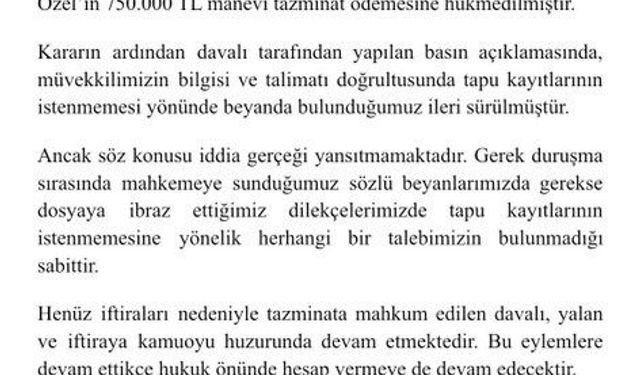 Özgür Özel, Adalet Bakanı Gürlek'e 750 bin lira tazminat ödeyecek