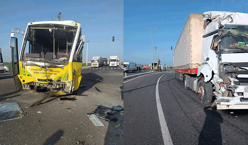 Mardin'de tır ile otobüs çarpıştı: 12 yaralı