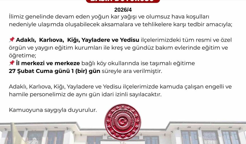 Bingöl'de 5 ilçede eğitime ara verildi