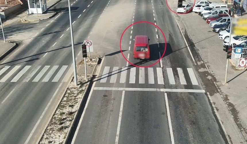 Kırşehir'de dron destekli kırmızı ışık denetimi: 26 saniyede 7 ihlal