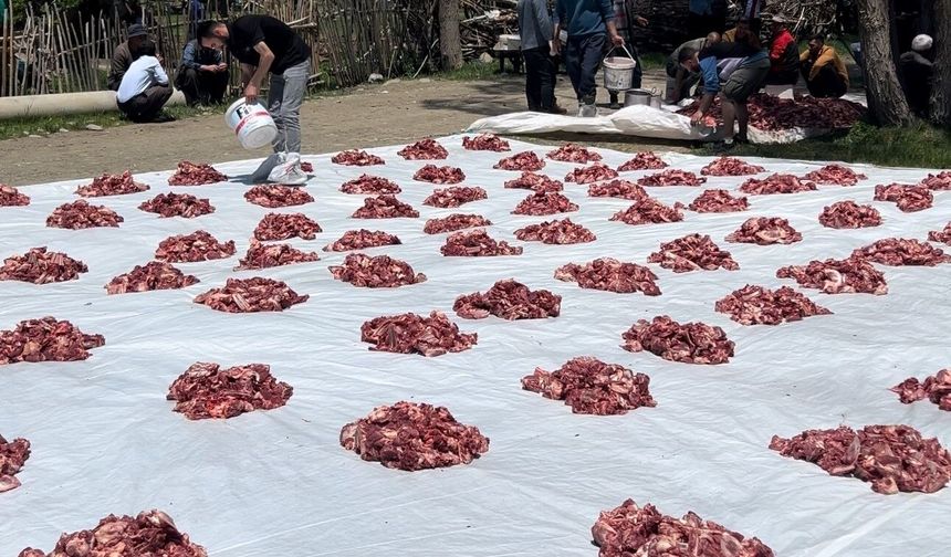 Yüksekova'da 100 yıllık gelenek: 140 kurban kesildi, etler adil dağıtıldı