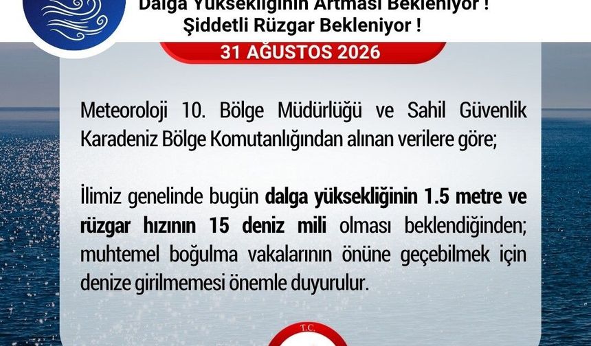 Samsun'da Denize Girmemeleri İçin Vatandaşlara Uyarı Yapıldı