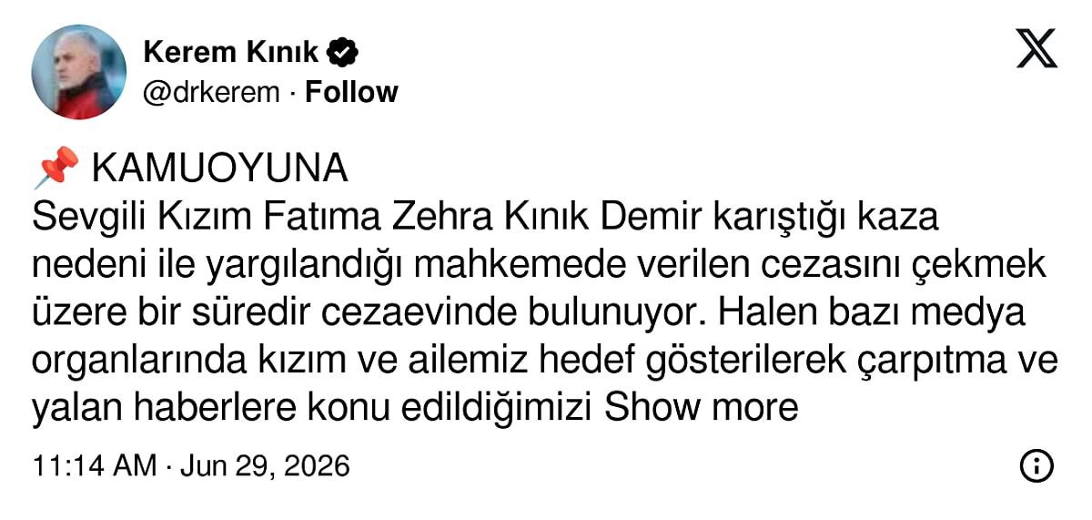 Kerem Kinik Tweet