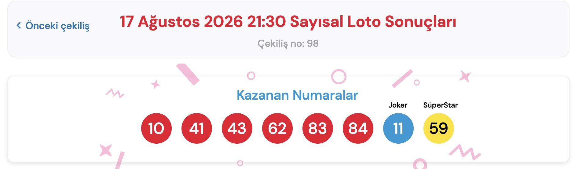 17 Ağustos Sayisal Loto