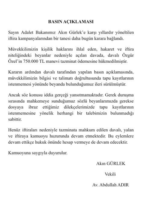 Özgür Özel, Adalet Bakanı Gürlek'e 750 bin lira tazminat ödeyecek
